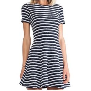 THEORY Albita Guardia Dress Uniform White Navy Blue Stripe Fit Flare Sz 4 NEW